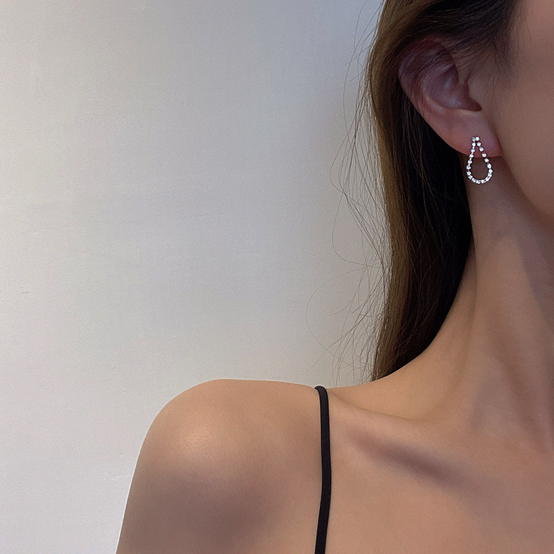 Full Crystal Zircon Geometric Hollow Waterdrop Dangle Drop Earrings for Women Fashion Earrings Jewelry Gift