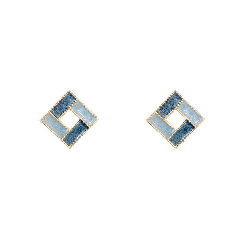Enamel Square Alloy Stud Earring Components Eardrop Simple Style for Women Jewelry Accessories Handmade Materials