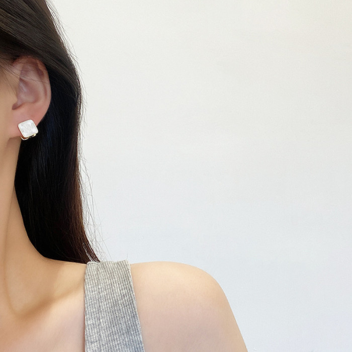 Silver Color  Asymmet Stud Earrings for Women Geometric Square Shape Daily Wear Fashion Versatile Girl 2022 Earrings Jewelry