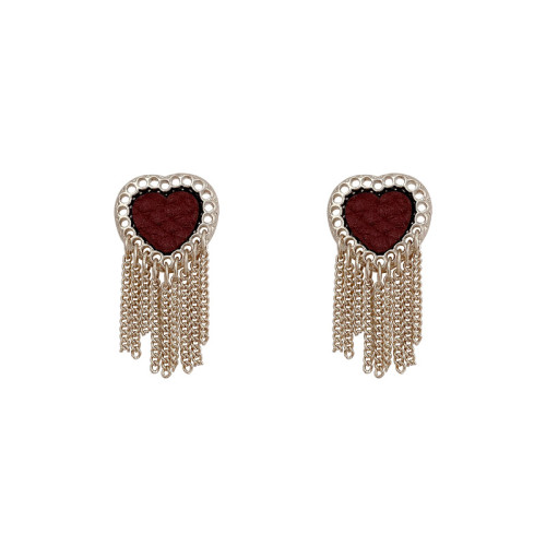 French Leather Love Earrings Female Tassel Exquisite Jewelry for Women Earring Heart Shape Fashion
