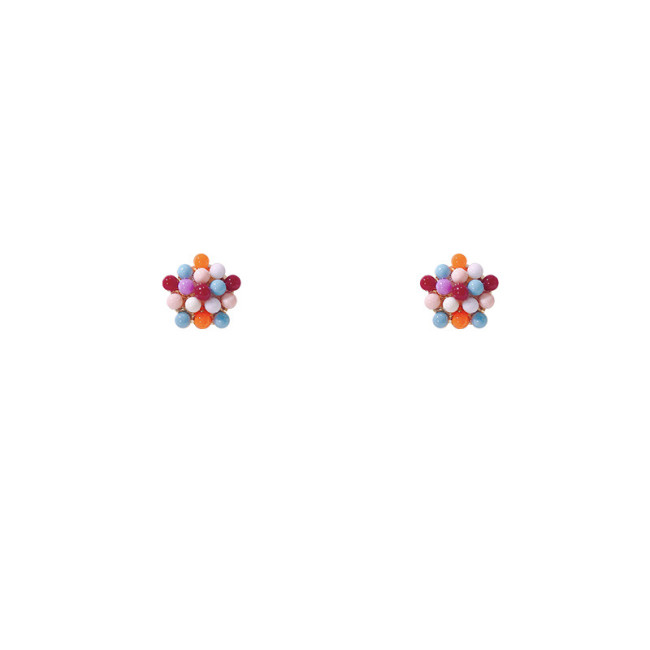 Korean New Sweet Colorful Ball Stud Earrings For Women Fashion Jewelry Candy Color Small