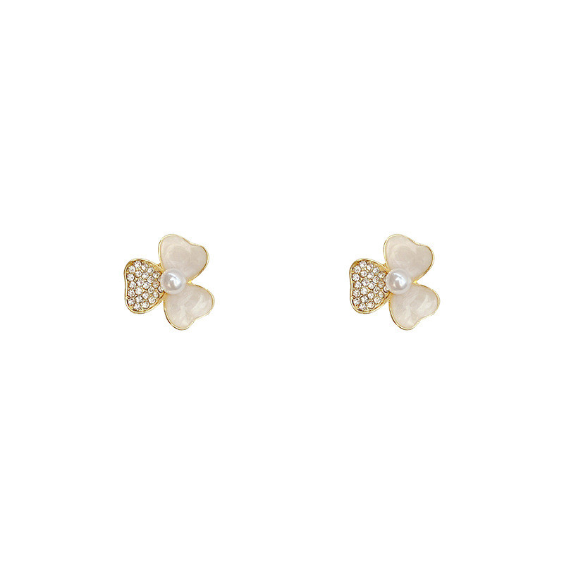 Korean Style Cute Flower Earrings for Women Enamel Zircon Inlaid Earrings Woman Wholesale Jewelry Colorful