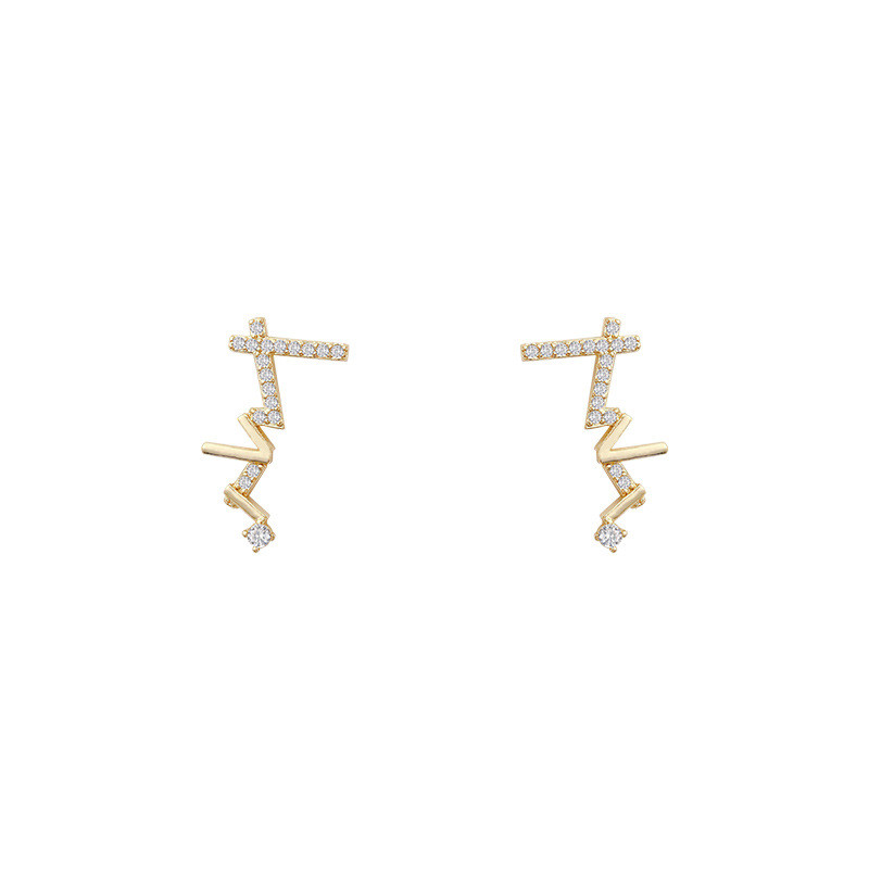 Women Gold Irregular Line Earrings Zircon Inlaid Earring Jewelry Fine Wedding Gifts