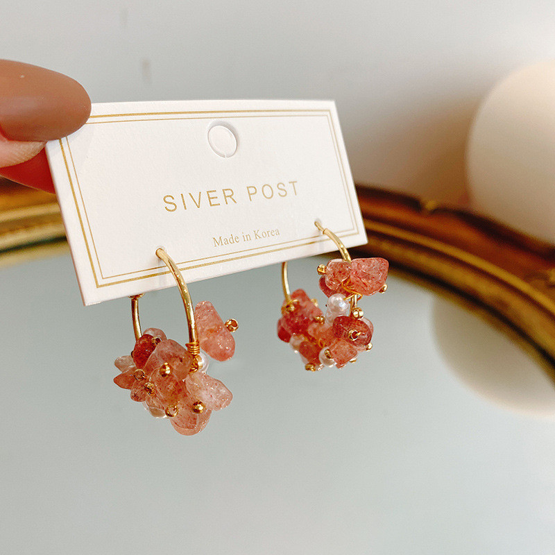 Fashion Glass Earrings Strawberry Crystal Big Earring Flowers Large Long Christmas Gift Wholesale