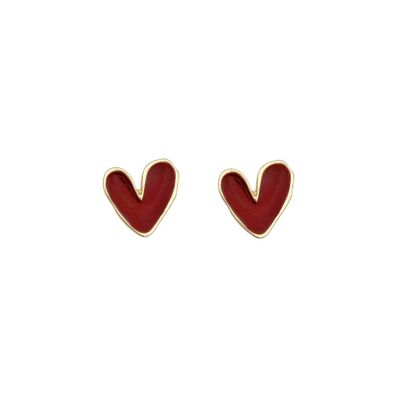 Luxury Vintage Bohemia Red Heart Earrings For Women Fashion Girl Large Sweet Heart Statement Earrings Party Jewelry