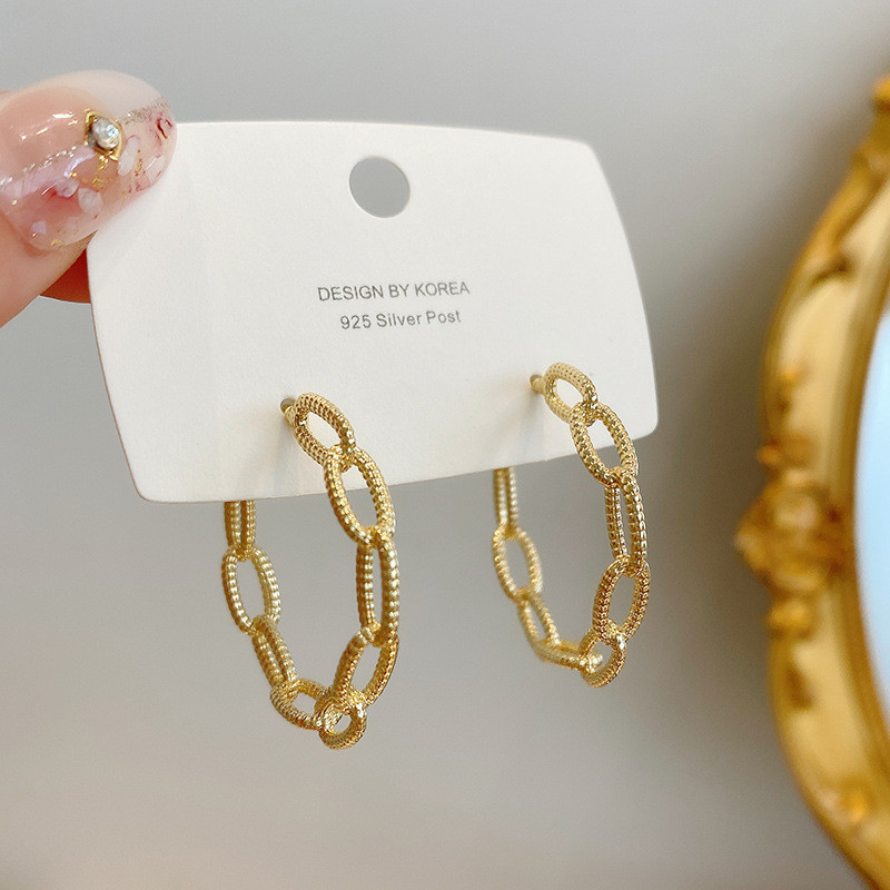 Ladies 18K Gold Plated Stainless Steel Earrings Titanium Steel Chain C Earrings From Men's Gift Handmade