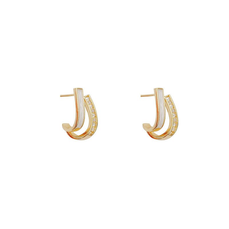 Fashion Simple Arc Shells Double Three Layers Line Earring Temperament Banquet Woman Ear Jewelry