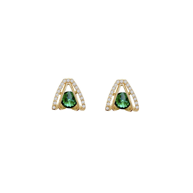 Korean Statement Geometric Triangle Emerald Earrings for Women Earrings Fashion Jewelry