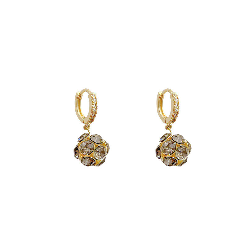 Cute Zircon Ball Hoop Earrings Sparkling Cubic Zircon Ear Jewelry for Women