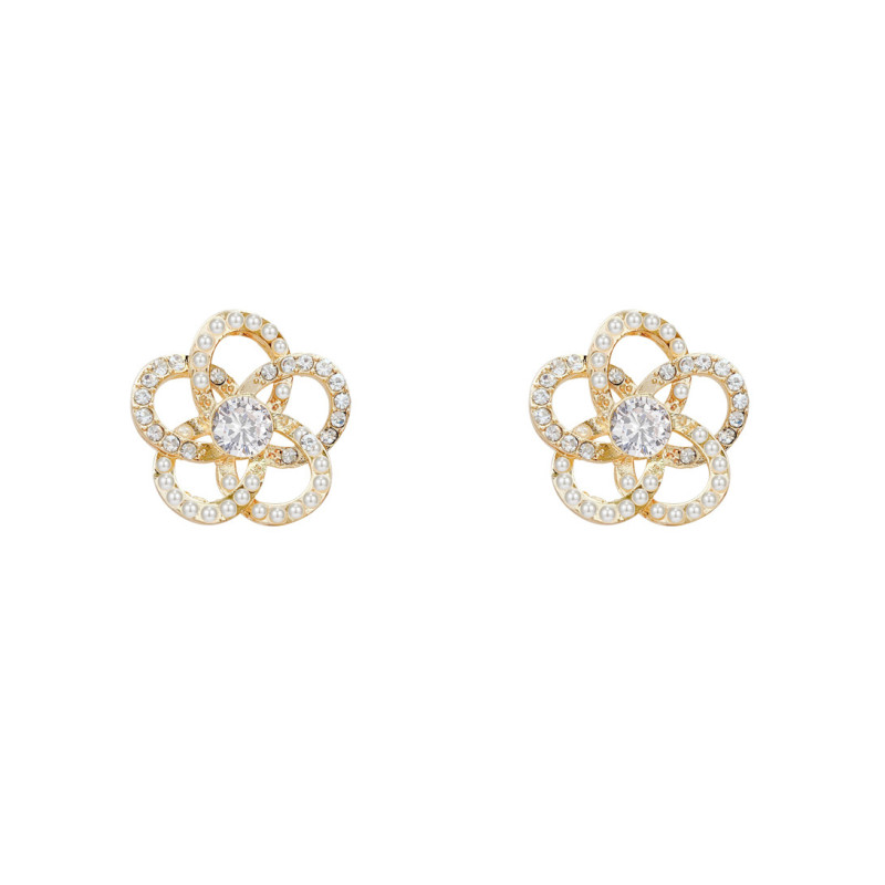 Original Korea Sweet Cute Flower Crystal Trendy Classic Shiny Zircon Earrings Statement Earrings for Women Girl Pendientes