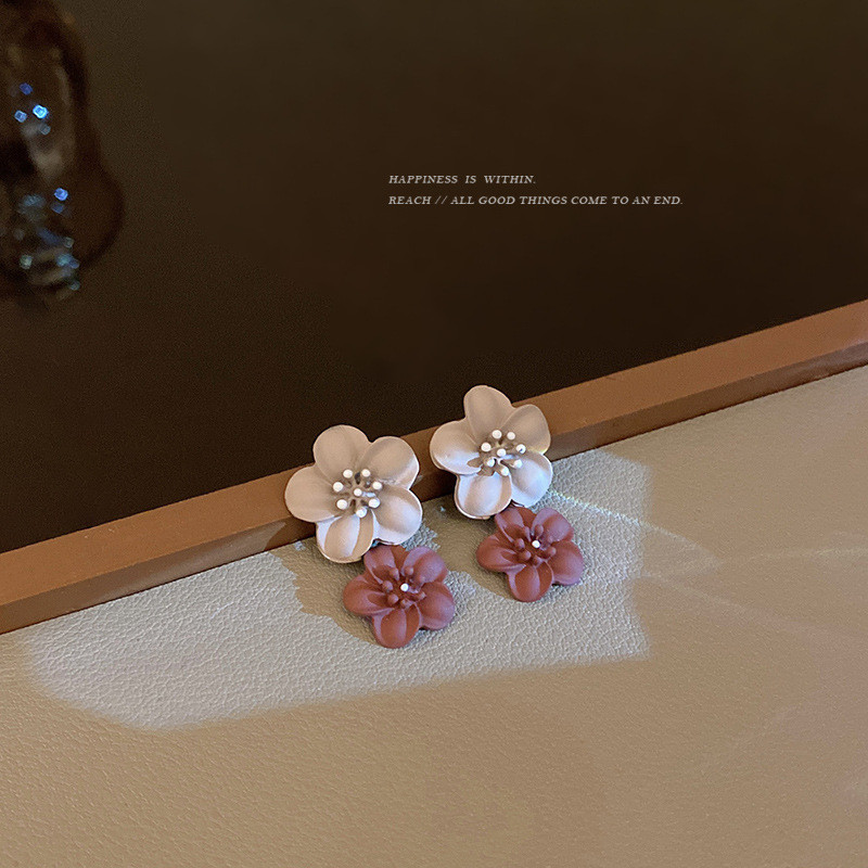Multicolor Double Layer Flower Earrings for Women Wedding Party Boho Jewelry Statement Drop Big Petal Earrings