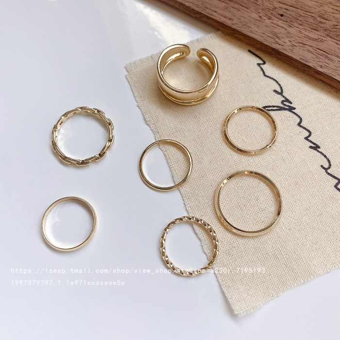 Fashion Trendy Smooth Stainless Steel Chain Rings for Women Minimalist Gold Color Personality Rings Stackable