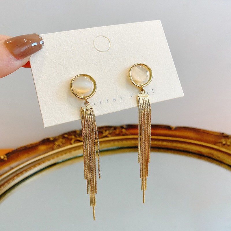 Luxury Hot Opal Tassel Earring For Women Pendientes Jewelry Accessories Gift
