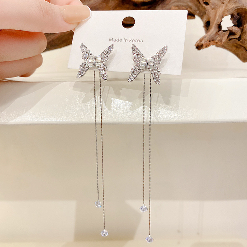 Gemstone Jewelry Earrings Butterfly Zircon Exquisite Long Unique Earrings Jewelry Tassel Earrings