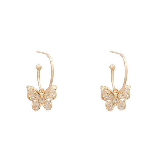 Original Style Golden Butterfly Zircon Crystal Dangle Earrings for Women Blue Rhinestone Weddings Party Jewelry Accessories