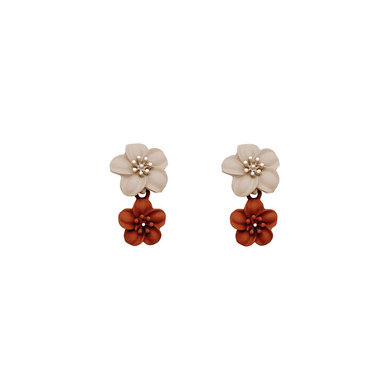 Multicolor Double Layer Flower Earrings for Women Wedding Party Boho Jewelry Statement Drop Big Petal Earrings