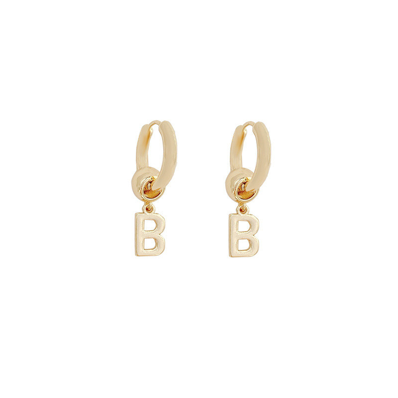 Luxury Fashion Punk Alphabet Letter B Hoop Earrings for Women Trendy  Hiphop Korean Simple Gold Silver Color Earrings Gifts