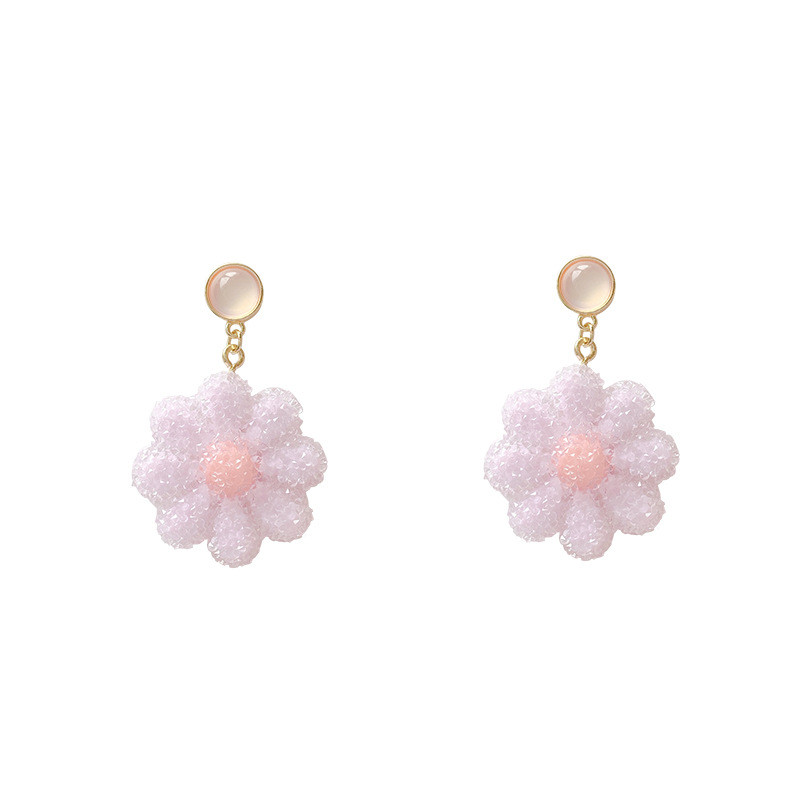 Natural Dried Flower Earrings White Yellow Pink Daisy Transparent Dry Flower Resin Earrings For Women