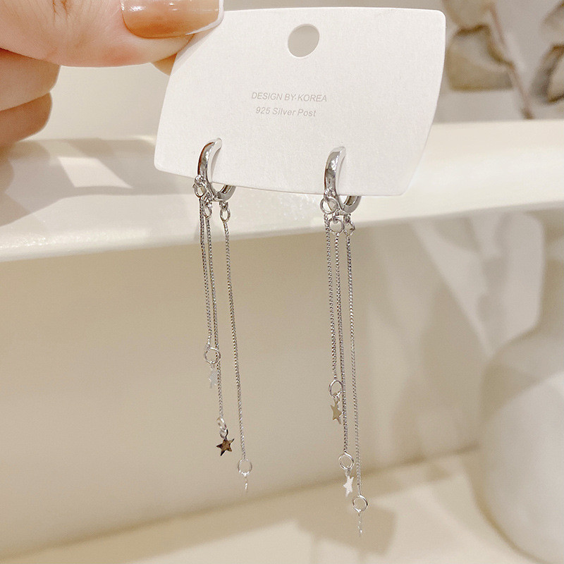 Star Long Tassel Hoop Earrings For Women Fashion Female Fine Jewelry 2022 Fall Luxury Arrival