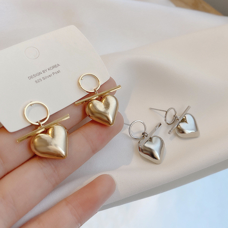 Silver Color Luxury Love Heart Earrings Female Fashion Cute Romantic Elegant Jewelry Couple Handmade Gifts