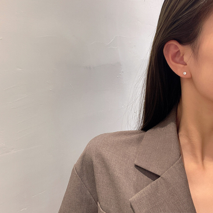 Korean Trendy Earrings for Men and Women Korean Jewelry Six Claw Zircon Earrings
