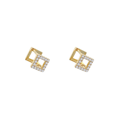 Round Square Crystal Zircon Stainless Steel Women Men Huggies Circle Ear Buckle Hoop Earring Unisex Piercing Jewelry