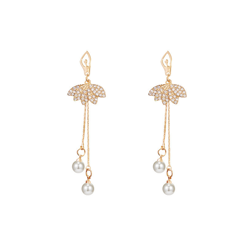 Luxuryest Ballet Dancer Earrings Dance Figure Charm Pearl Crystal Long Tassel Earrings For Women