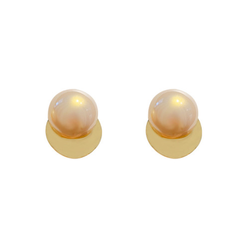 2022 New Arrival Light Luxury Trendy Simulated Pearl Round Disc Dangle Earring for Women Fashion Gold Metal Jewelry