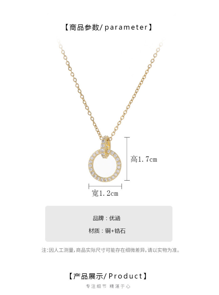 Hot Sale New Fashion Zircon Inlaid Double Circle Interlocking Necklace for Women Jewelry Wholesale