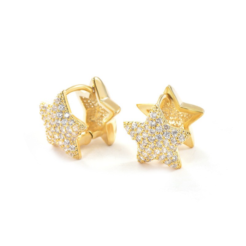 Luxury Star Rhinestones Clip Earrings for Women Crystal Gold Ear Clip on Earrings Wedding Jewelry Kids Gifts