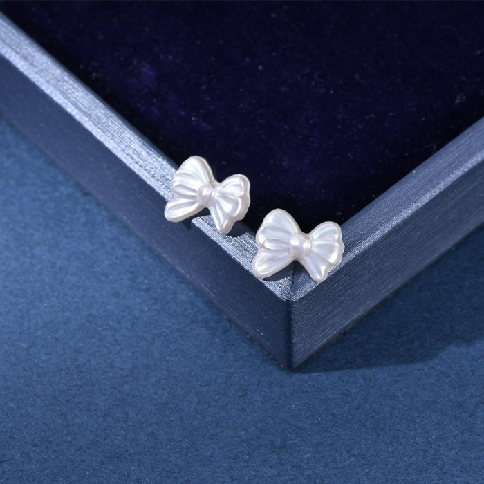Korean Stud Earrings Little Kawaii Cute Women Wholesale Sweet Solid Bow Knot Fashion Jewelry Girls Gift
