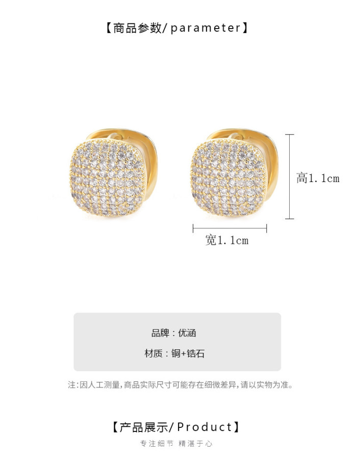 Exquisite Square Zircon Earrings For Women Party Gift AAA CZ Stone Crystal Stud Earrings Simple Ear Jewelry
