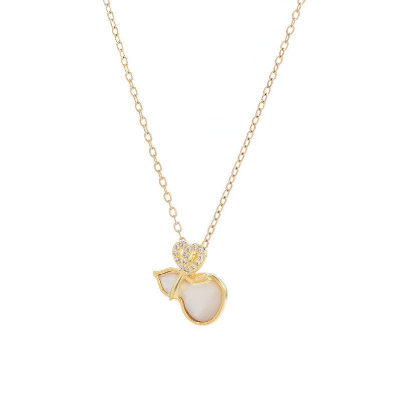 Diamond Studded Zircon Mother Shell Gourd Necklace Pendant Women's Girl Lucky Chain Festival Gifts