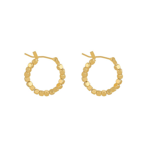 2022 Vintage Gold Color Metal Ball Hoop Earrings Korean Style for Women Fashion Party Jewelry