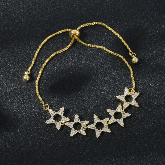 Gold Plated Hollow Star Charm Bracelet For Fashion Women Minimalist Classic Fine Jewelry