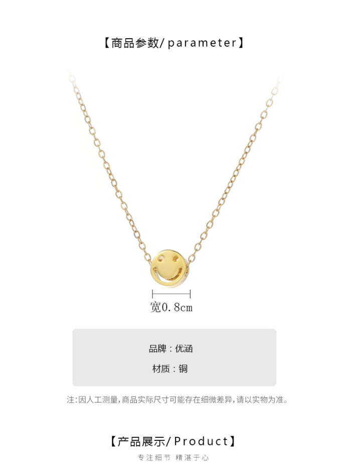 Smiley Face Chain Smile Thick Pendant Necklace for Women Men Girl Neck Chain Gothic Couple Streetwear