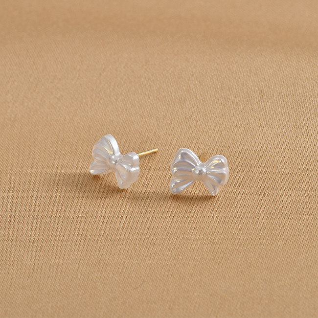 Korean Stud Earrings Little Kawaii Cute Women Wholesale Sweet Solid Bow Knot Fashion Jewelry Girls Gift