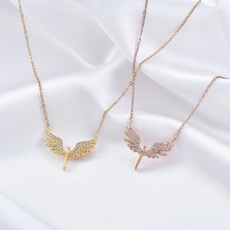 CZ Angle Wing Bird Necklaces Pendants For Women Silver Chain Jewelry Gifts