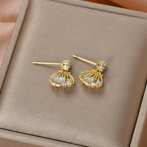 Fashion Cubic Zircon Gold Shell Fashion Double Layer Ocean Series Dangle Earrings for Women Korean Jewelry