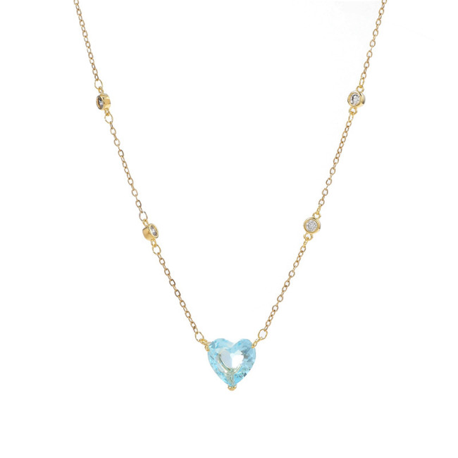 New Titanic Heart of Ocean Blue Crystal Heart Pendant Necklaces for Women Stainless Steel Zircon Chain Choker Wedding Jewelry