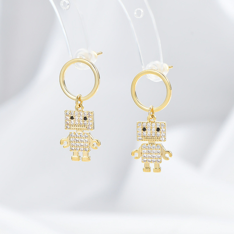 Cartoon Cute Robots Quality Drop Earrings for Girls Women Children Birthday Gift Lovely Jewelry