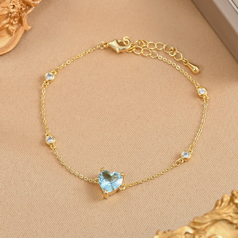 Elegant Crystal Zircon Rhinestone Love Heart For Women Stainless Steel Chain Charm Bracelets Silver Color Jewelry Gift