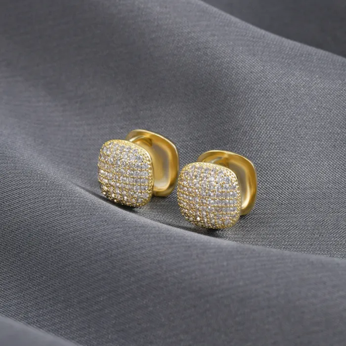 Exquisite Square Zircon Earrings For Women Party Gift AAA CZ Stone Crystal Stud Earrings Simple Ear Jewelry