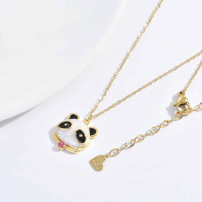 Panda Penddants Stainless Steel Chains Vintage Charms Chokers Necklaces Men Women DIY Statement Dropshipping