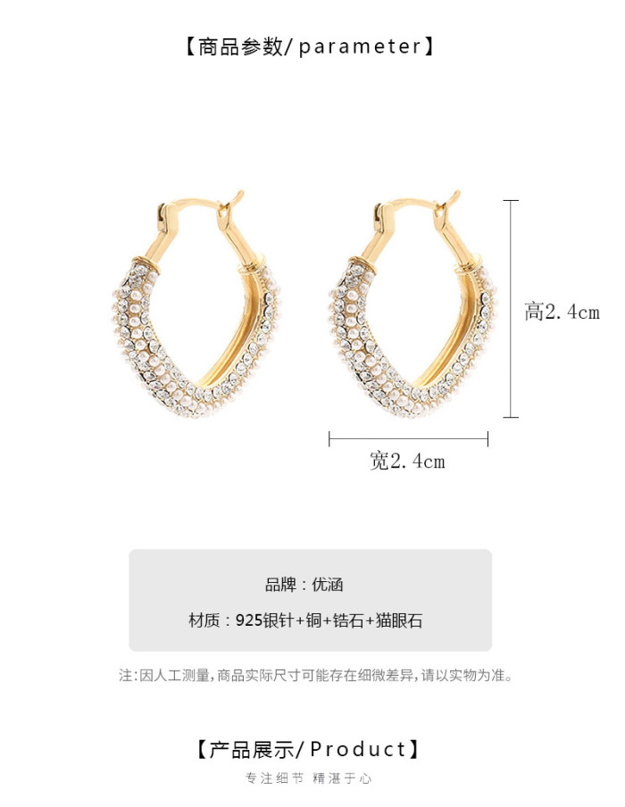 2022 New Zircon Crystal Gold Hoop Earrings For Women Wedding Ear Rings Fashion Jewelry