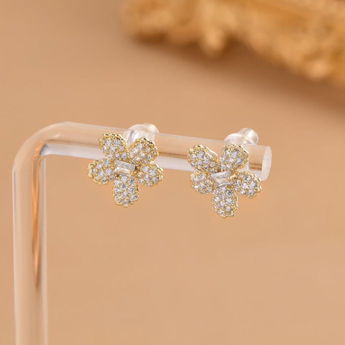 Trendy BOHO Bloom Flowers Charm Earrings Full Mirco Paved Cubic Zircon CZ For Women Girl Daily Jewelry Best Gift