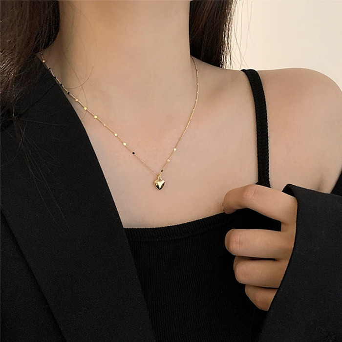 316L Stainless Steel Gold Color Love Heart Necklaces For Women Chokers Trend Fashion Festival Party Gift Jewelry