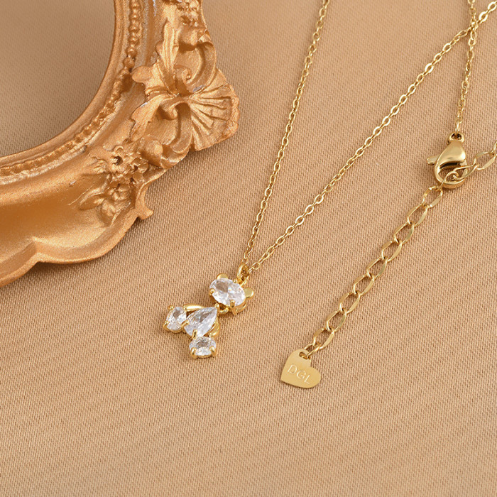 Korean Teddy Bear Pendant Necklace Simple Zircon Bear Necklace Temperament Women Christmas Charm Gifts Jewelry Accessories