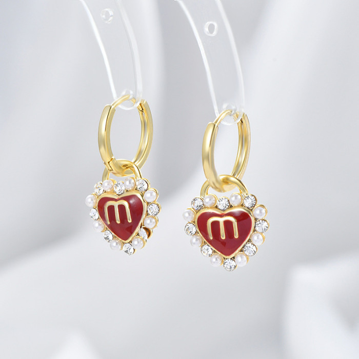 Cz Love Letter Heart Shape Dangle Drop Earring 2022 New Design Valentines Gift Jewelry for Girlfriend