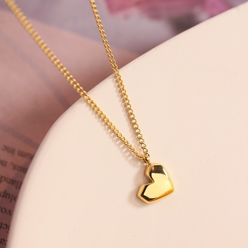 Ethnic Sweet Girls Elegant Heart Necklace For Women Love Students Fashion Stainless Steel Gold Color  Party Choker Jewelry Gifts